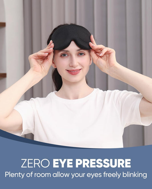 Experience Unmatched Comfort with the 3D Luxury Sleep Eye Mask - Perfect for Side Sleepers, Total Light Blockage, and Ultimate Relaxation - Black