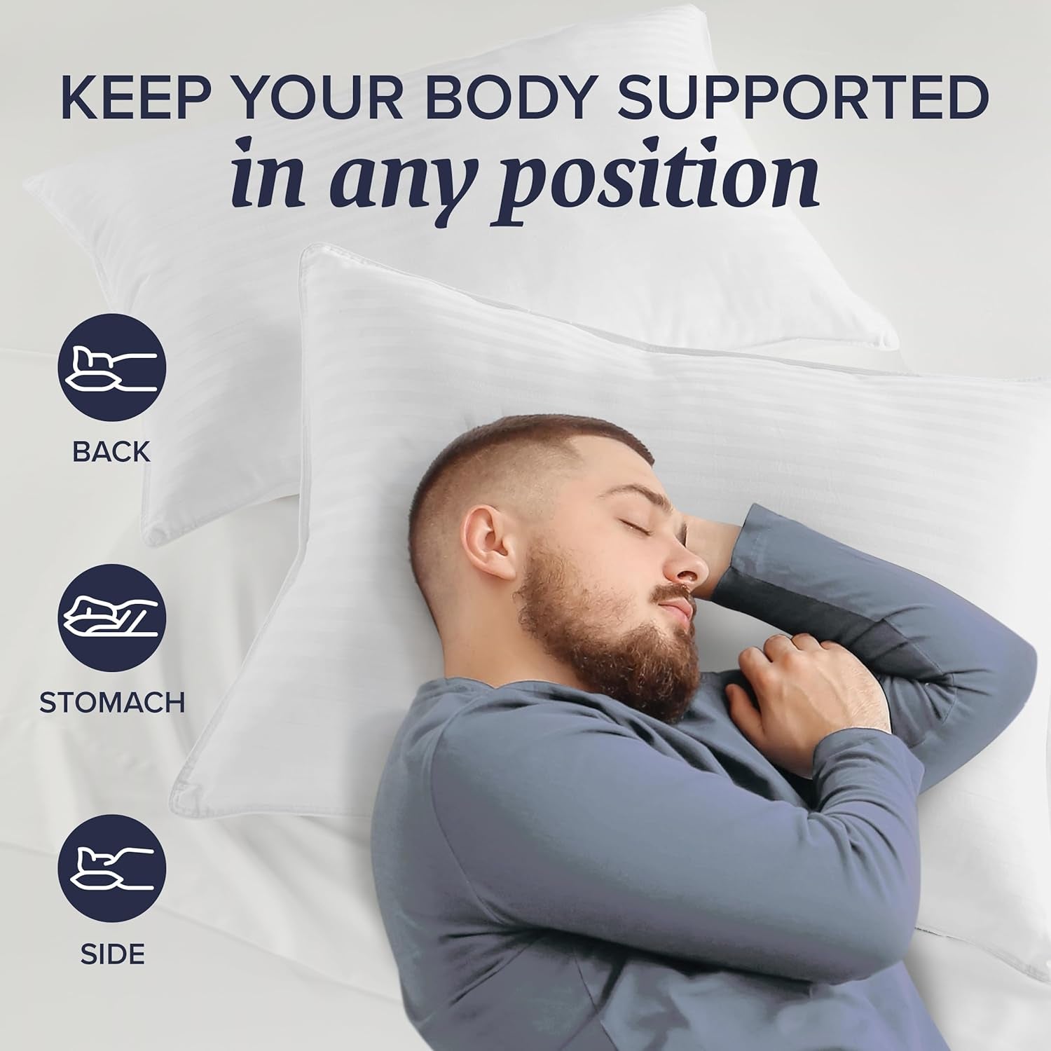 Standard/Queen Bed Pillows - Set of 2 Soft Down Alternative for Ultimate Comfort - Perfect Support for All Sleep Positions