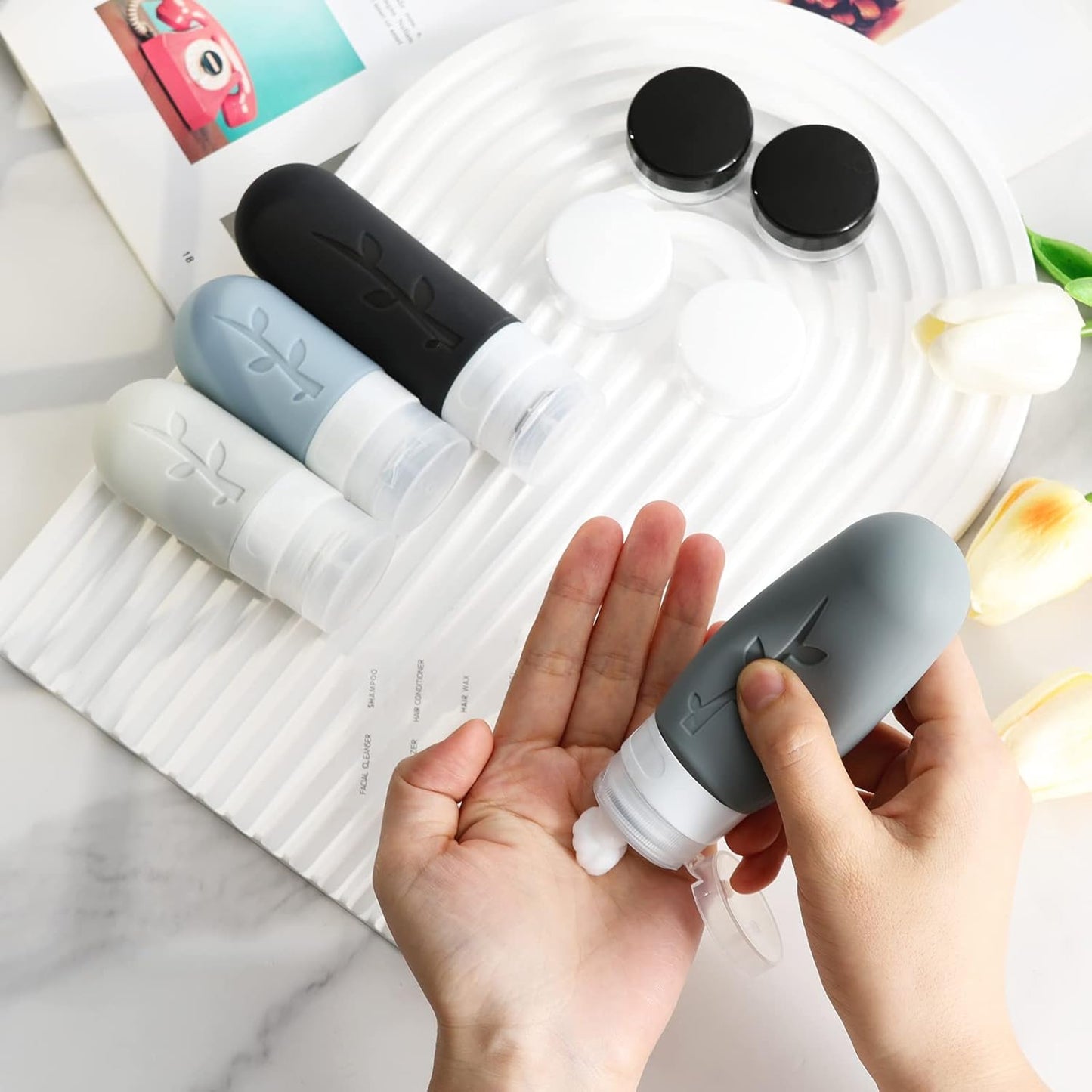 18Pack Travel Bottles for Toiletries,Tsa Approved Silicone Travel Containers for Toiletries,Leak Proof Refillable Liqus Shampoo and Conditioner Travel Essentials Toiletry Bottles