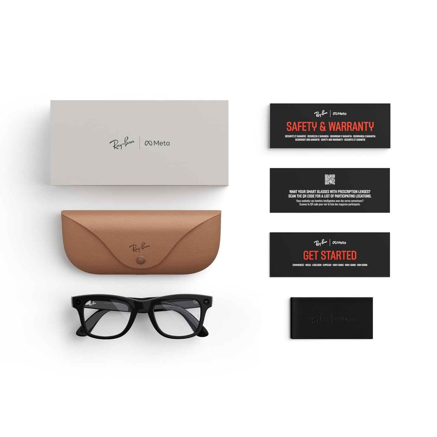 Ray-Ban  Wayfarer Smart Glasses - Shiny Black, 12 MP Ultra-Wide Camera, Open-Ear Speakers, Bluetooth & Video Recording - Stylish Wearable Technology for Men & Women