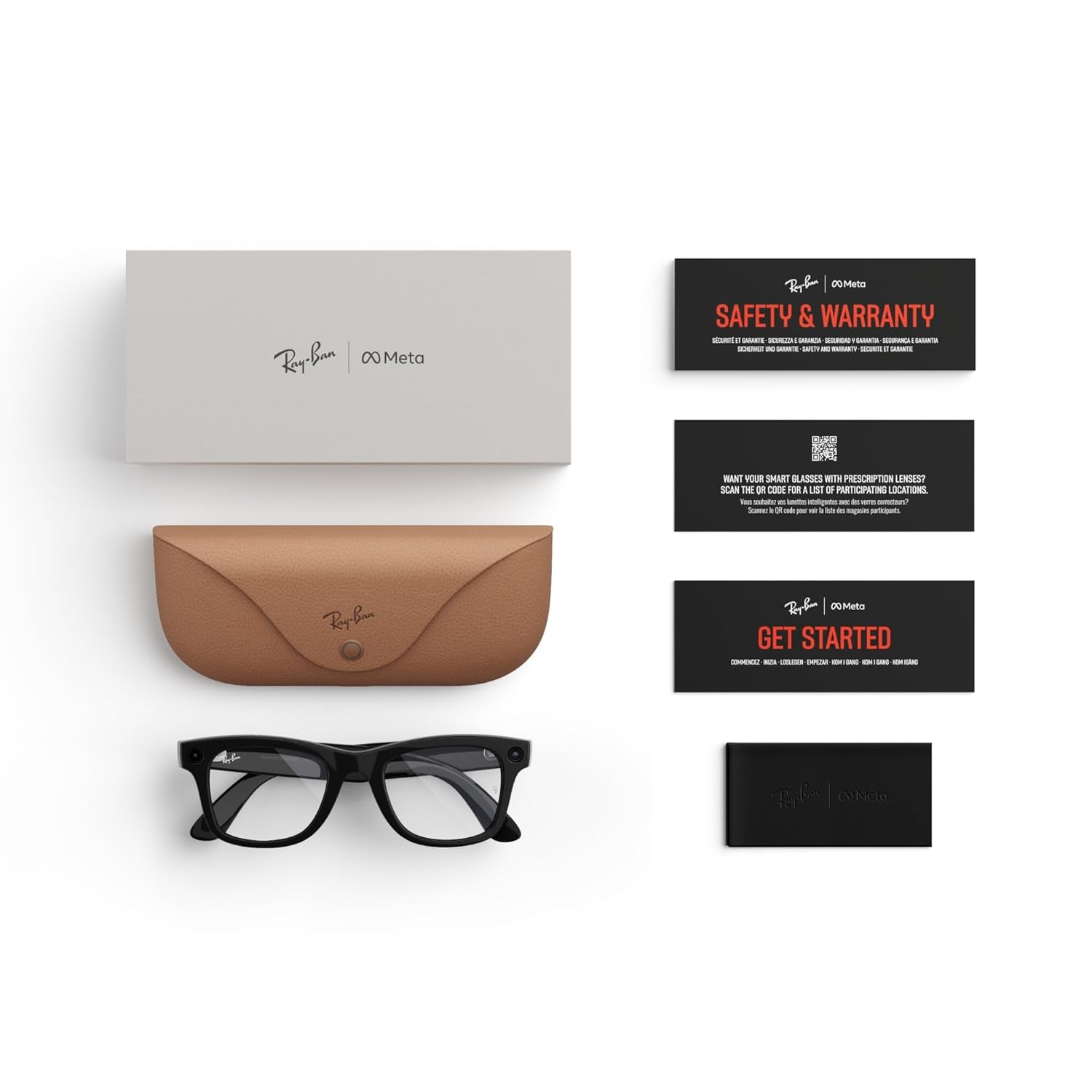 Ray-Ban  Wayfarer Smart Glasses - Shiny Black, 12 MP Ultra-Wide Camera, Open-Ear Speakers, Bluetooth & Video Recording - Stylish Wearable Technology for Men & Women