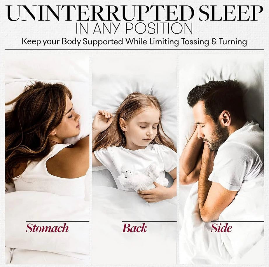 Standard/Queen Bed Pillows - Set of 2 Soft Down Alternative for Ultimate Comfort - Perfect Support for All Sleep Positions