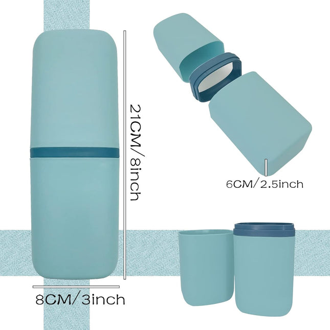 Travel Toothbrush & Toothpaste Case, Toothbrush Travel Holder with Cup Portable Travel Toothbrush Case Holder Toothbrush Travel Container for Camping School Business Trip Bathroom