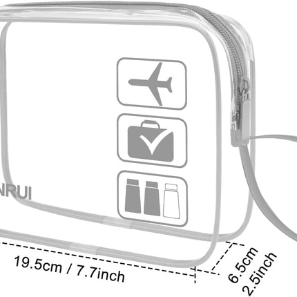 3Pcs Tsa-Approved Clear Travel Toiletry Bag with Handle Strap, Airline Kit 3-1-1 Clear Liquids Toiletries & Cosmetics Organizer Carry-On Luggage for Women and Men - Grey