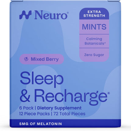 Sleep & Recharge Meltaway Mints - Contains Melatonin 5Mg, Chamomile & Elderberry - Travel Aid for Nighttime Relaxation & Healthy Sleep Cycle - Night Berry 72, Ct