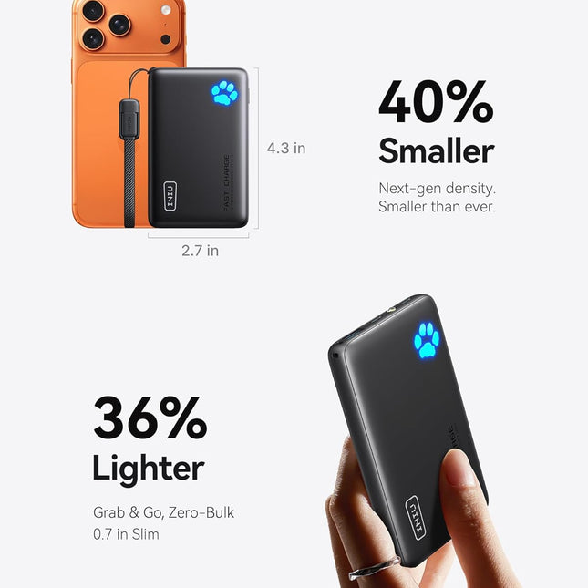 Ultra Slim 45W Fast Charging Portable Power Bank - 10000mAh Travel Charger with Dual USB-C Ports for iPhone 17, Samsung S25, Google Pixel and More