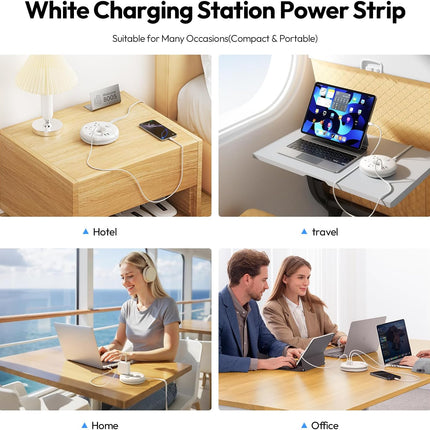 Travel Power Strip,  3 Outlets 3 USB(1 USB C) Cruise Approved Power Strip, Short Extension Cord 3Ft, Travel Essentials for Home, Hotels, Cruise Ship, Vacation, White, I-Donut