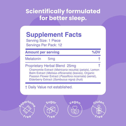 Sleep & Recharge Meltaway Mints - Contains Melatonin 5Mg, Chamomile & Elderberry - Travel Aid for Nighttime Relaxation & Healthy Sleep Cycle - Night Berry 72, Ct