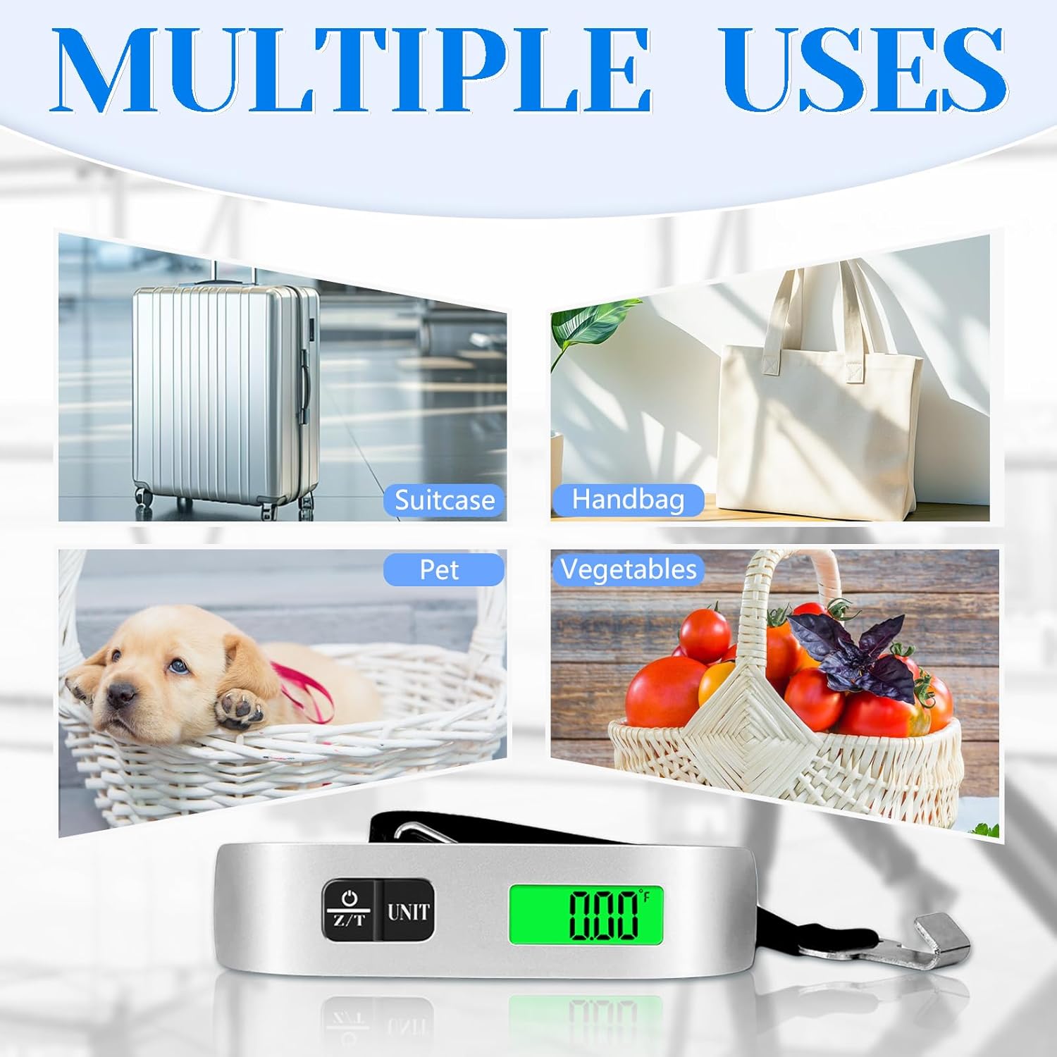 Luggage Scale, 110Lb Luggage Weight Scale with 4 Unit Switching Functions&Led Display, Luggage Scale Travel Digital for Weighing Luggage, Backpacks, Packages and Markets