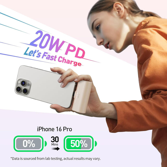 Portable Charger for Iphone 17/16/15 USB-C Small Power Bank 20W 4,500Mah Fast Charging Battery Pack Compatible with Iphone 15/16/17 Plus/17 Pro/17 Pro Max, Samsung Galaxy S25/S24/S23 Android