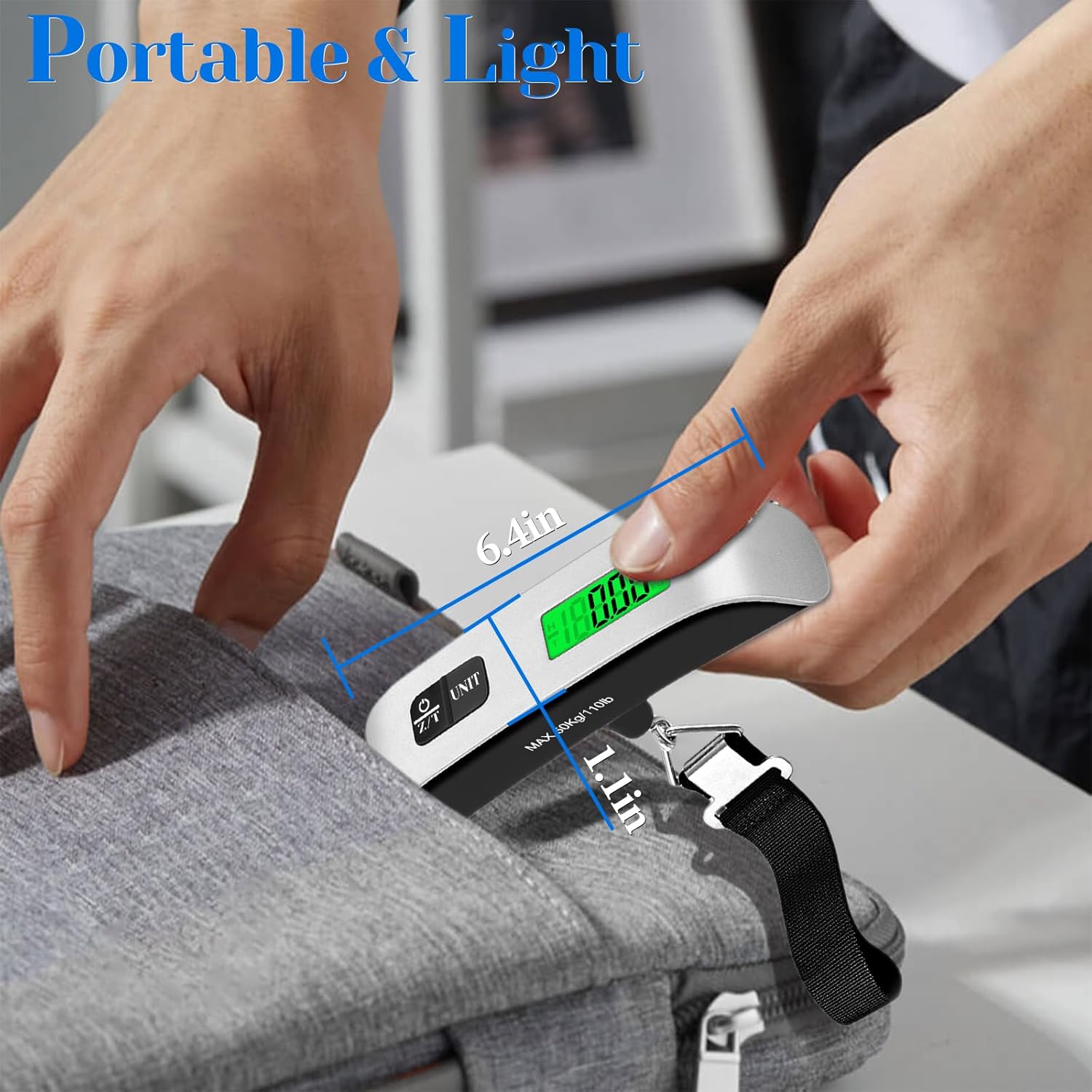 Luggage Scale, 110Lb Luggage Weight Scale with 4 Unit Switching Functions&Led Display, Luggage Scale Travel Digital for Weighing Luggage, Backpacks, Packages and Markets