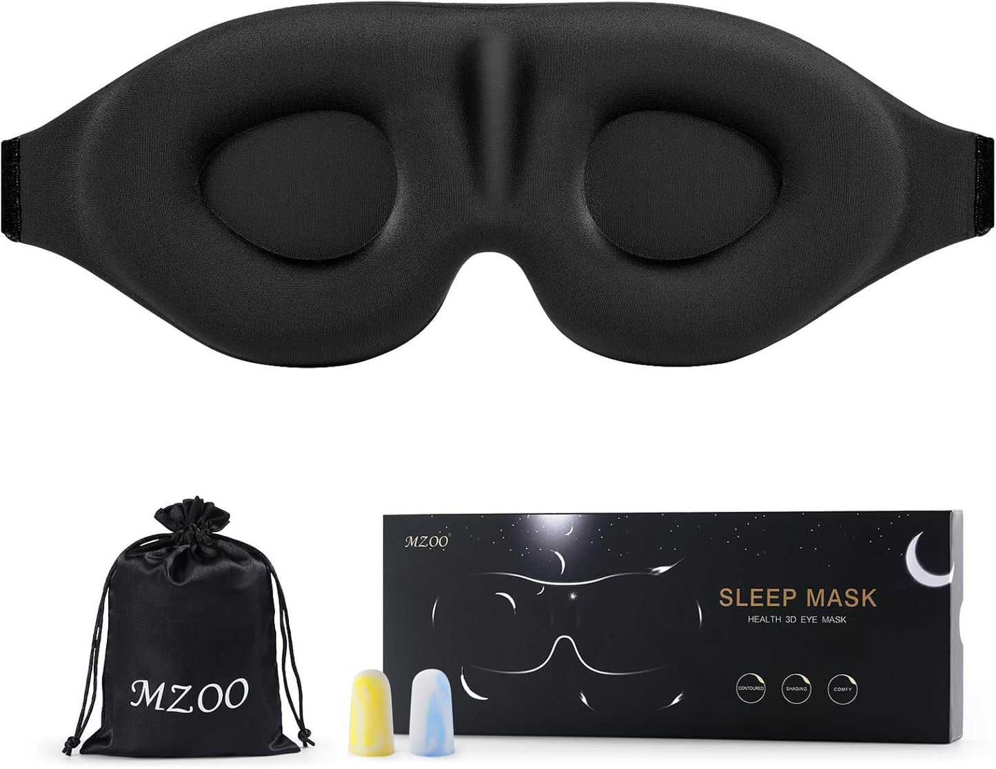 Experience Unmatched Comfort with the 3D Luxury Sleep Eye Mask - Perfect for Side Sleepers, Total Light Blockage, and Ultimate Relaxation - Black
