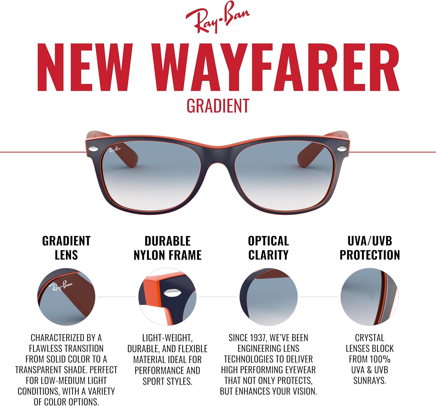 New Wayfarer Gradient Square Sunglasses - Timeless Style and Ultimate UV Protection