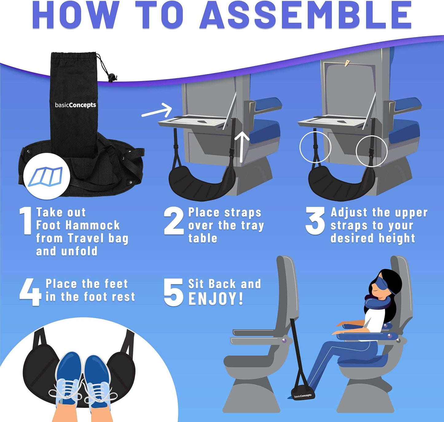 Experience Unmatched Comfort with the Ultimate Airplane Foot Hammock - Your Essential Travel Companion for Long Flights
