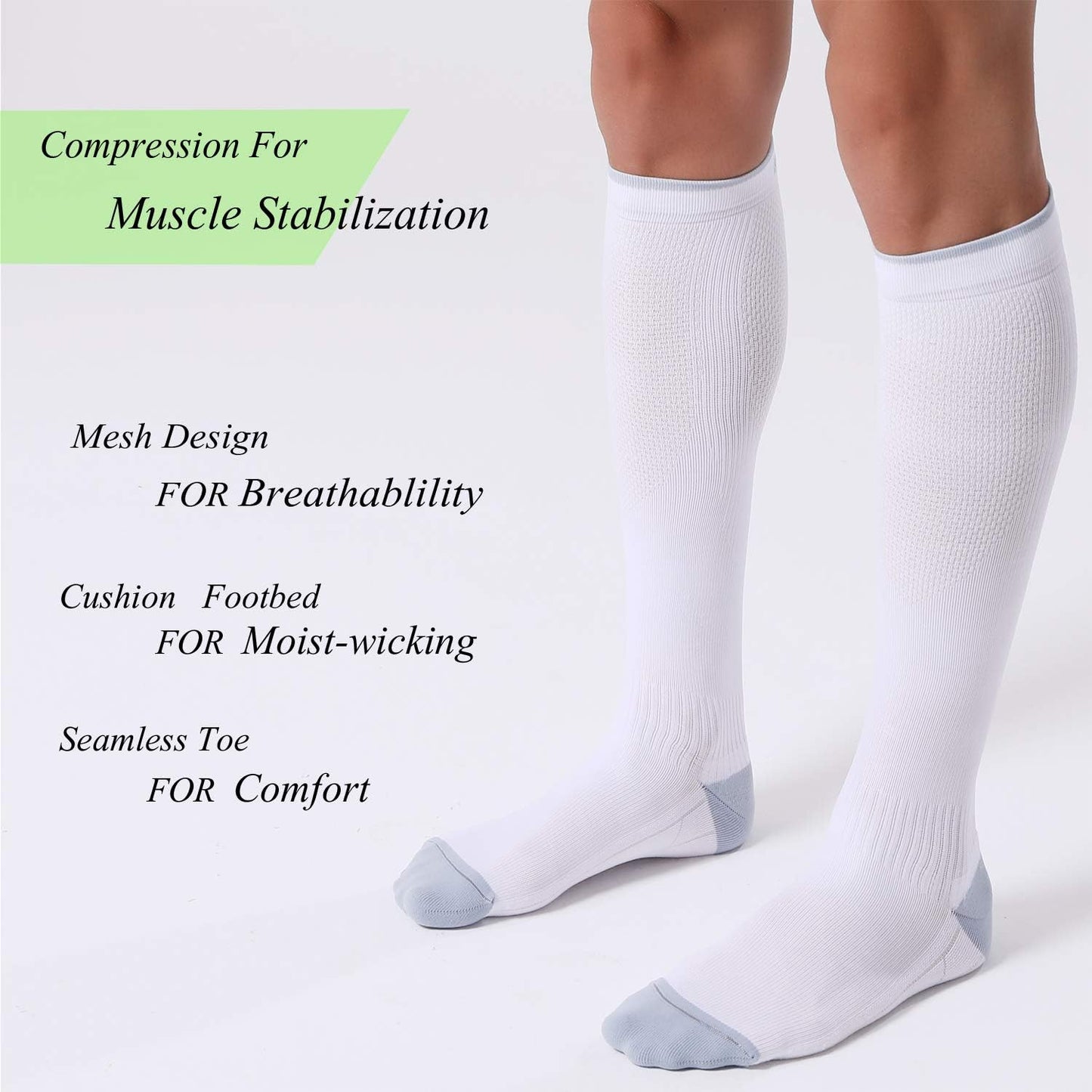 Elevate Your Comfort: 3 Pairs of Unisex Compression Socks for Enhanced Circulation - 20-30 mmHg Support