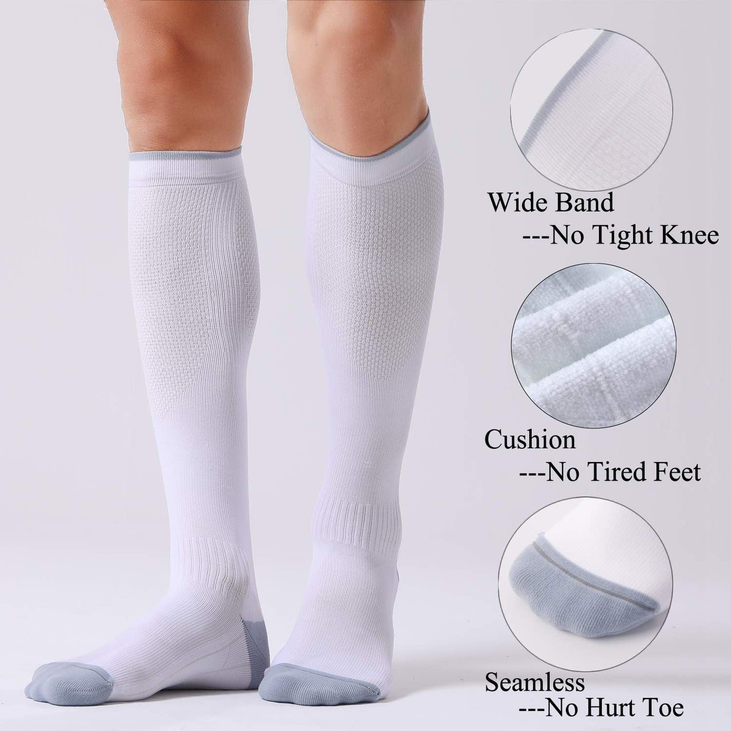 Elevate Your Comfort: 3 Pairs of Unisex Compression Socks for Enhanced Circulation - 20-30 mmHg Support