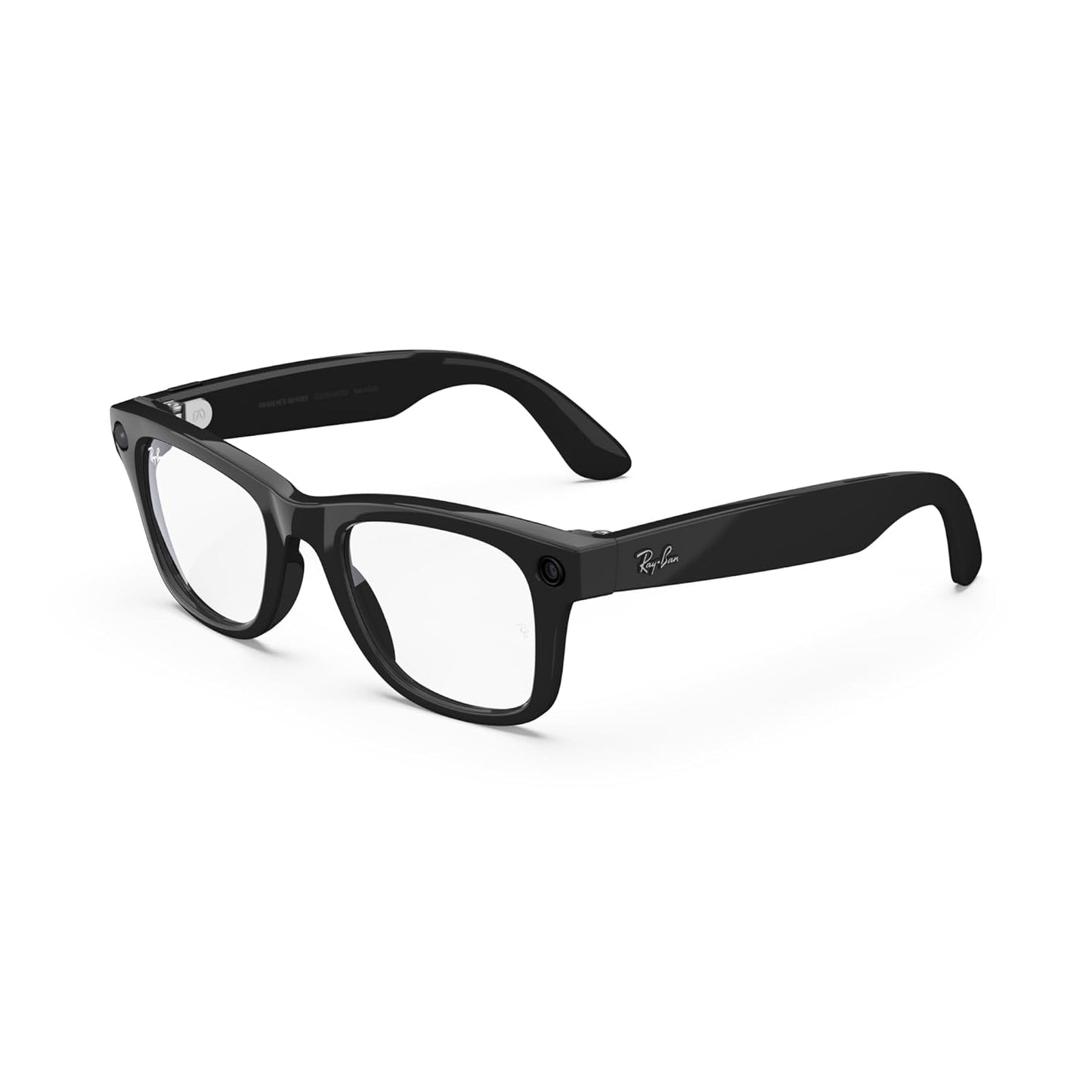 Ray-Ban  Wayfarer Smart Glasses - Shiny Black, 12 MP Ultra-Wide Camera, Open-Ear Speakers, Bluetooth & Video Recording - Stylish Wearable Technology for Men & Women